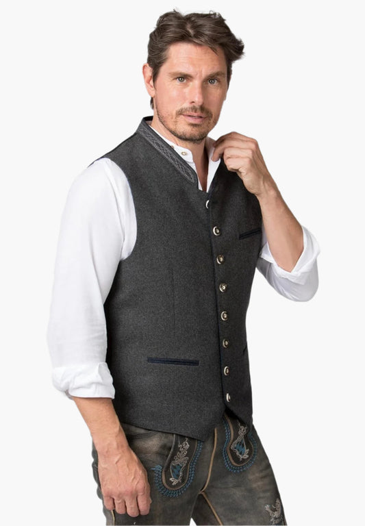 Men's Traditional Bavarian Vest – Classic Oktoberfest Style, Elegant Trachten Waistcoat