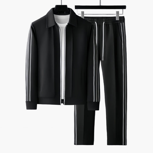 Men's Athletic Track Suit Set with Modern Sporty Stripes - Casual and Activewear