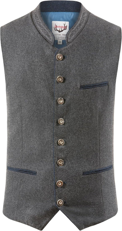 Men's Traditional Bavarian Vest – Classic Oktoberfest Style, Elegant Trachten Waistcoat