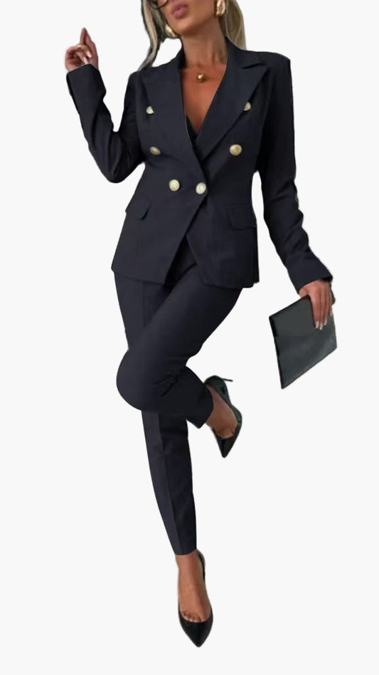 Women's Double-Breasted Business Suit – Tailored Fit, Elegant Office & Formal Wear