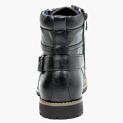 Men's Motorcycle Combat Boots with Zipper and Buckle – Urban Riding and Casual Style
