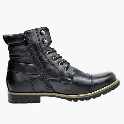 Men's Motorcycle Combat Boots with Zipper and Buckle – Urban Riding and Casual Style