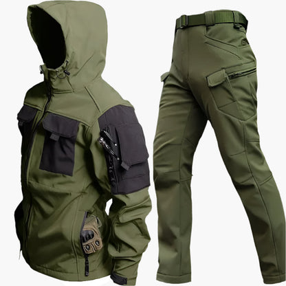 Men's Outdoor Tactical Softshell Jacket and Pants Set - Waterproof Windproof Hiking Gear
