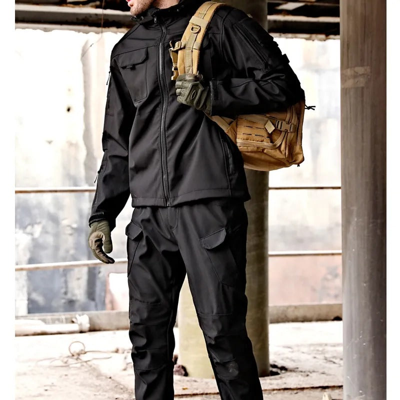 Men's Outdoor Tactical Softshell Jacket and Pants Set - Waterproof Windproof Hiking Gear