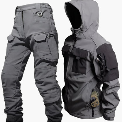 Men's Outdoor Tactical Softshell Jacket and Pants Set - Waterproof Windproof Hiking Gear