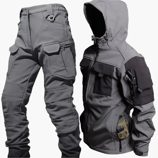 Men's Outdoor Tactical Softshell Jacket and Pants Set - Waterproof Windproof Hiking Gear
