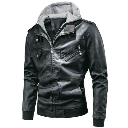 Men's Hooded Leather Jacket