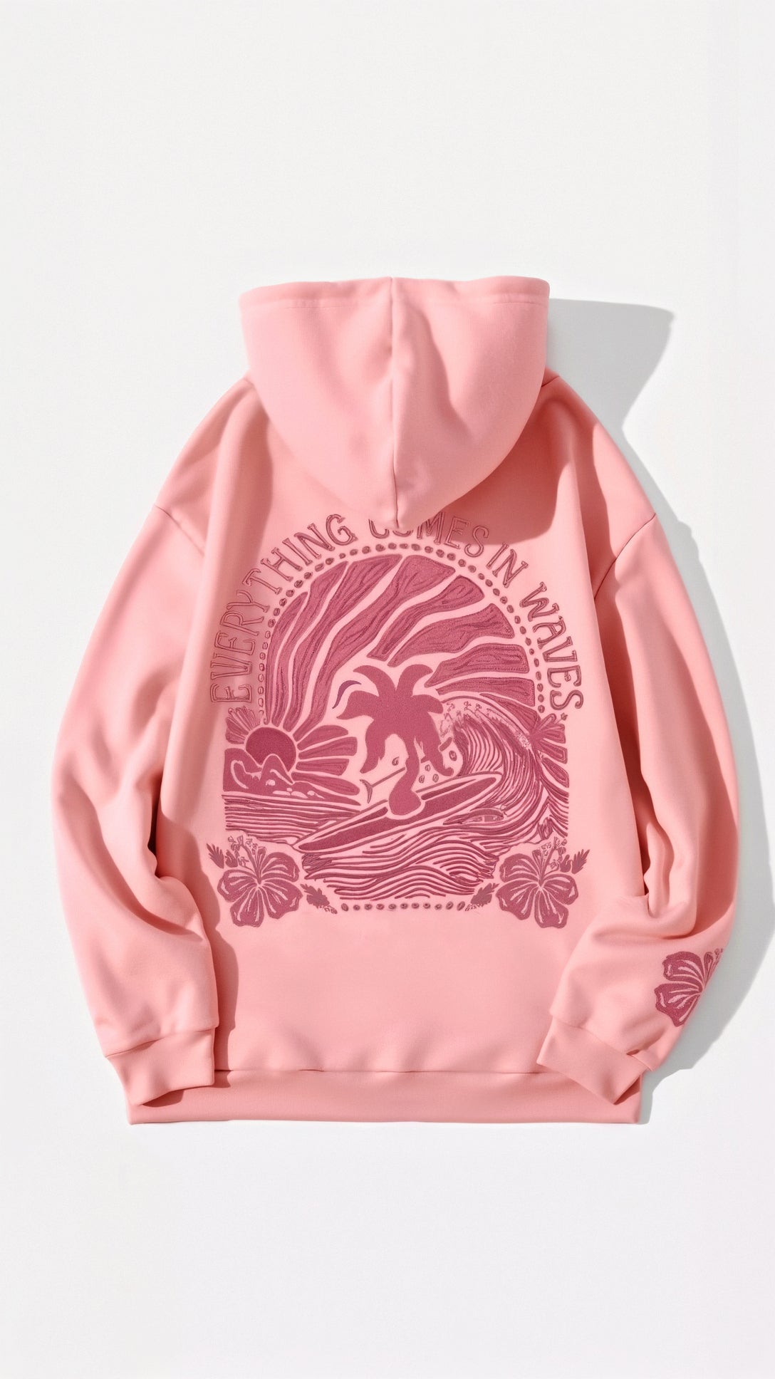 Women's Embroidered Tropical Hoodie – Casual Oversized Pullover for Everyday Style