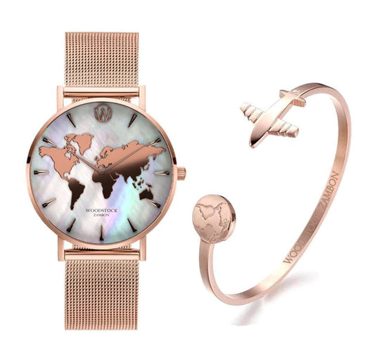 Linda – Women's Elegant Rose Gold Pearl Watch Set