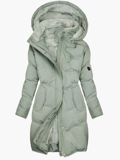 Women's Long Puffer Parka Coat with Hood – Elegant Winter Outerwear