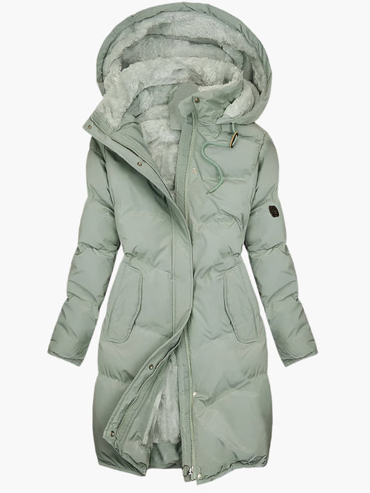 Women's Long Puffer Parka Coat with Hood – Elegant Winter Outerwear