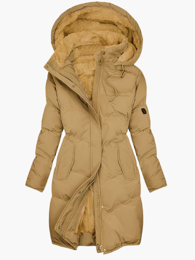 Women's Long Puffer Parka Coat with Hood – Elegant Winter Outerwear