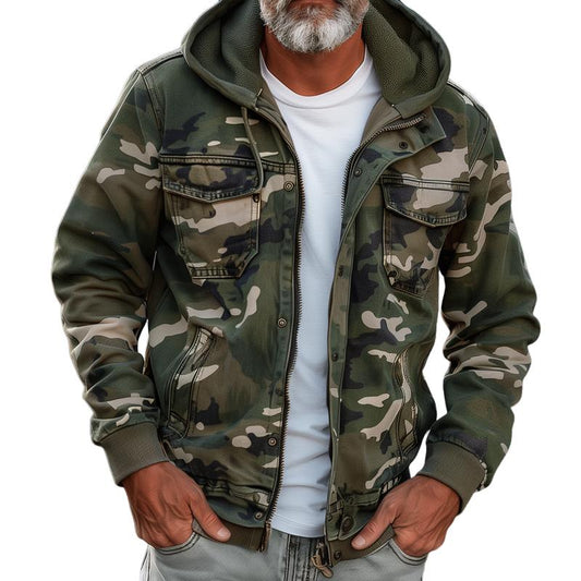 Men's Tactical Outdoor Camouflage Hooded Cargo Jacket