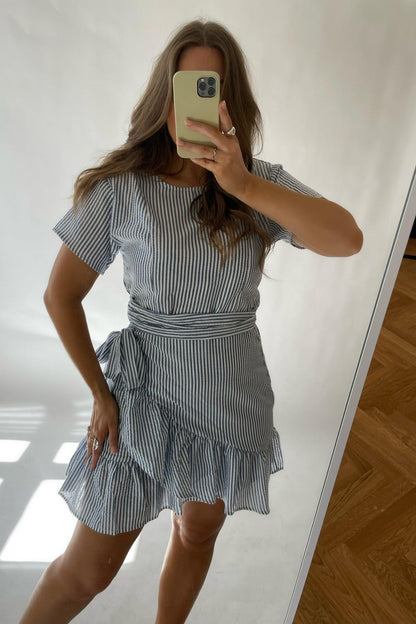 Gillian – Women's Blue and White Stripe Dress