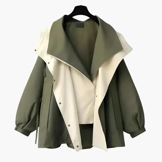 Women's Oversized Casual Layered Windbreaker Jacket