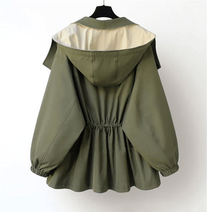 Women's Oversized Casual Layered Windbreaker Jacket