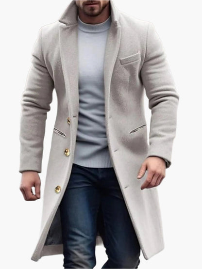Men's Classic Long Overcoat for Winter Street Style and Formal Wear