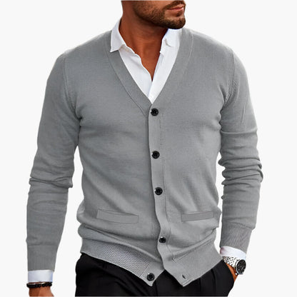 Men's Classic V-Neck Button-Up Cardigan – Elegant Casual Style
