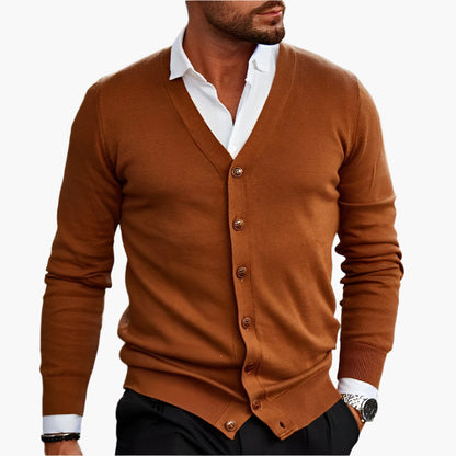 Men's Classic V-Neck Button-Up Cardigan – Elegant Casual Style