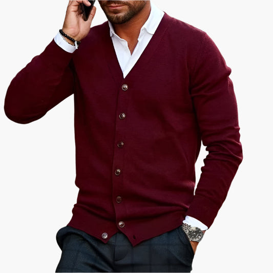 Men's Classic V-Neck Button-Up Cardigan – Elegant Casual Style