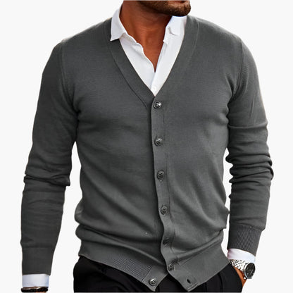Men's Classic V-Neck Button-Up Cardigan – Elegant Casual Style