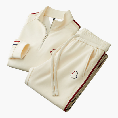 Men's Sporty Quarter-Zip Jogging Set – Modern Relaxed Fit Athleisure Tracksuit