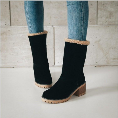Women's Foldable Warm Suede Ankle Boots – Stylish All-Season Comfort
