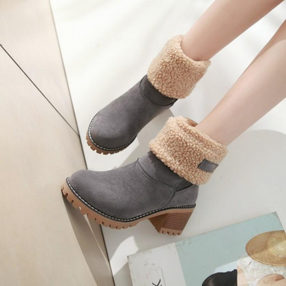 Women's Foldable Warm Suede Ankle Boots – Stylish All-Season Comfort