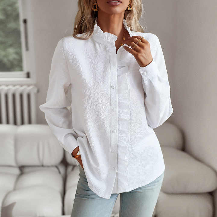 Joanne – Women's Elegant Long-Sleeved Ruffle Collar Blouse