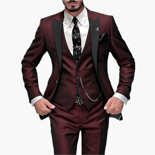 Men's 3-Piece Classic Business Suit Set – Formal Slim Fit Outfit for Special Occasions
